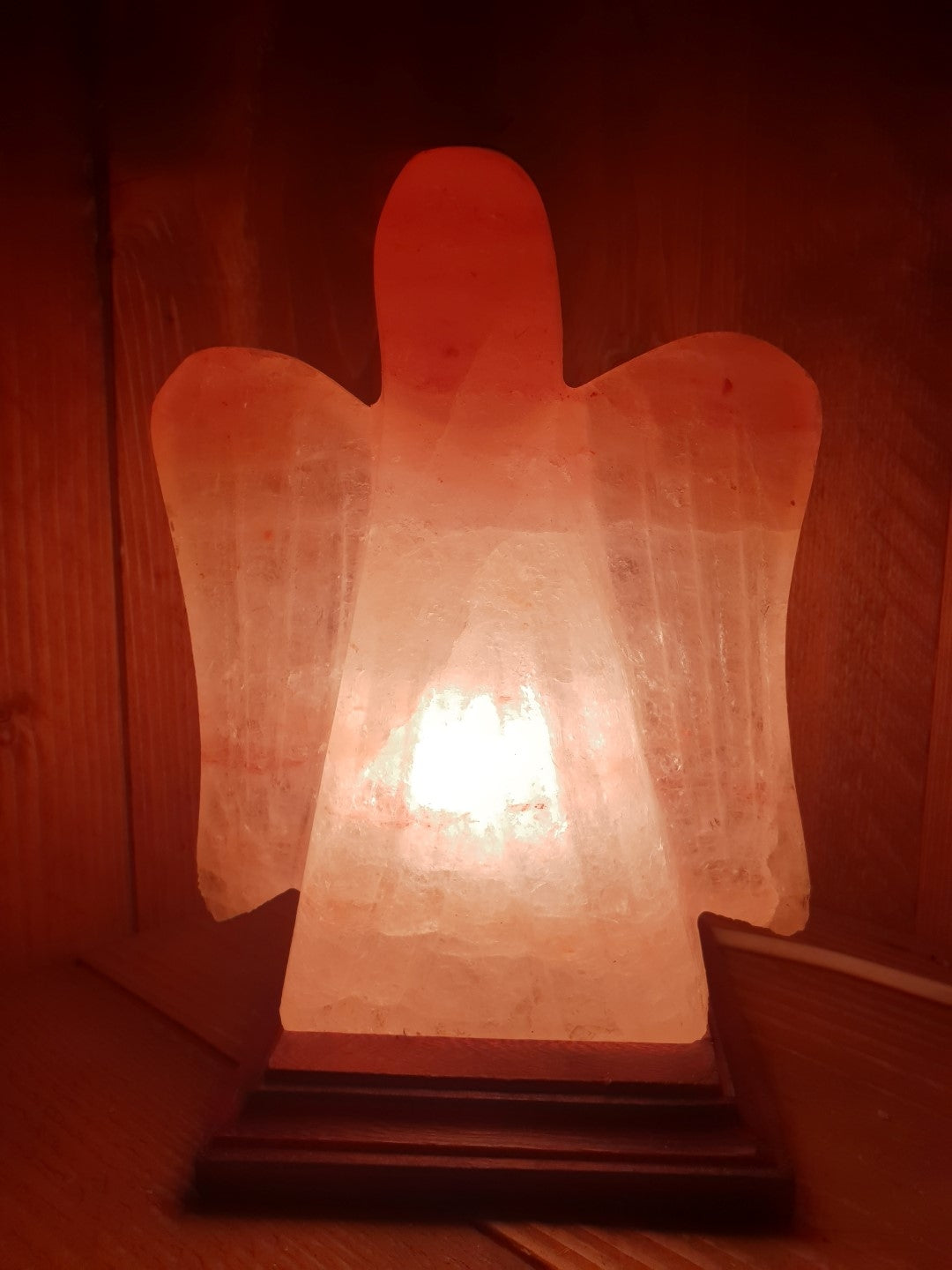 Zoutlamp Engel Vorm - Himalayazout / Zoutsteen (Haliet) - c.a. 3,1kg 22x15x10cm