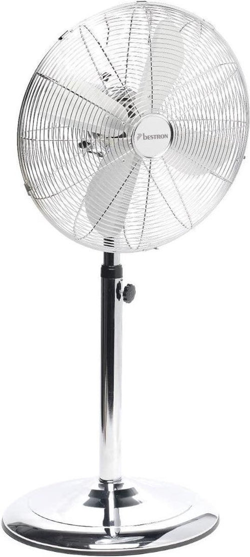 Bestron DFS45S - Retro Statiefventilator - roestvrijstaal/zilver