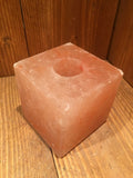 3 x Theelichthouder Haliet / Himalaya zout - Blok / Kubus Groot - c.a. 2,2kg 10x10cm per stuk
