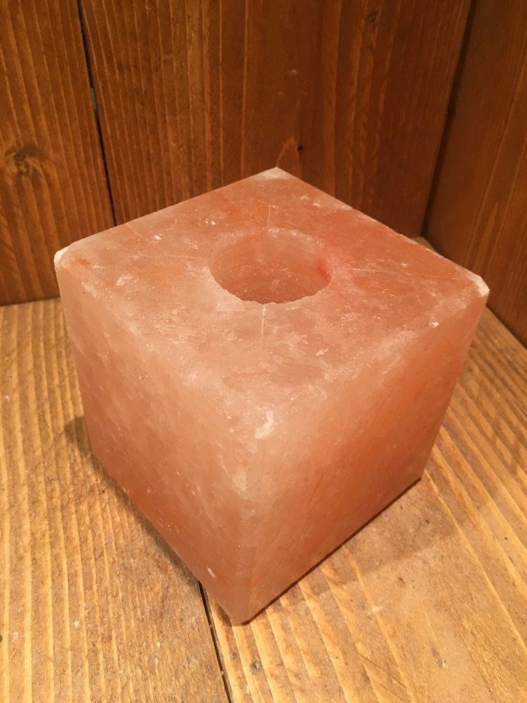 3 x Theelichthouder Haliet / Himalaya zout - Blok / Kubus Groot - c.a. 2,2kg 10x10cm per stuk