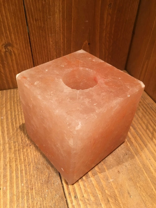 3 x Theelichthouder Haliet / Himalaya zout - Blok / Kubus Groot - c.a. 2,2kg 10x10cm per stuk