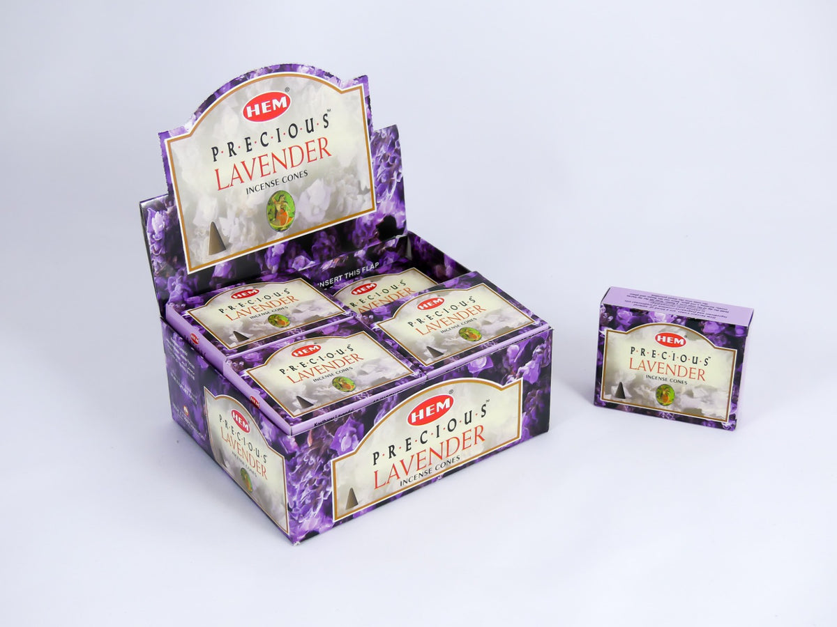 HEM Wierook Kegels / Cones - Lavendel / Lavender (Precious) - Voordeelbox (12 Pakjes / 120 Kegels)
