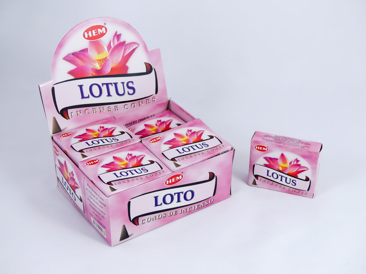HEM Wierook Kegels / Cones - Lotus - Voordeelbox (12 Pakjes / 120 Kegels)