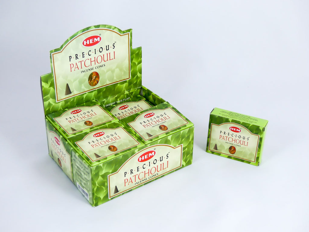 HEM Wierook Kegels / Cones - Patchoeli / Patchouli (Precious) - Voordeelbox (12 Pakjes / 120 Kegels)