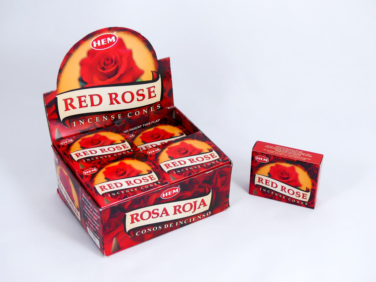 HEM Wierook Kegels / Cones - Rode Roos / Red Rose - Voordeelbox (12 Pakjes / 120 Kegels)