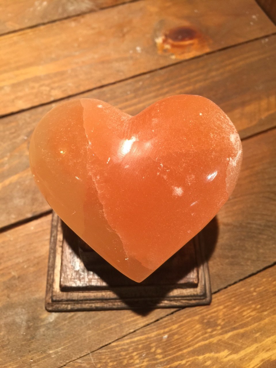 Oranje Seleniet Hart Groot - 250gr 8x7x5cm