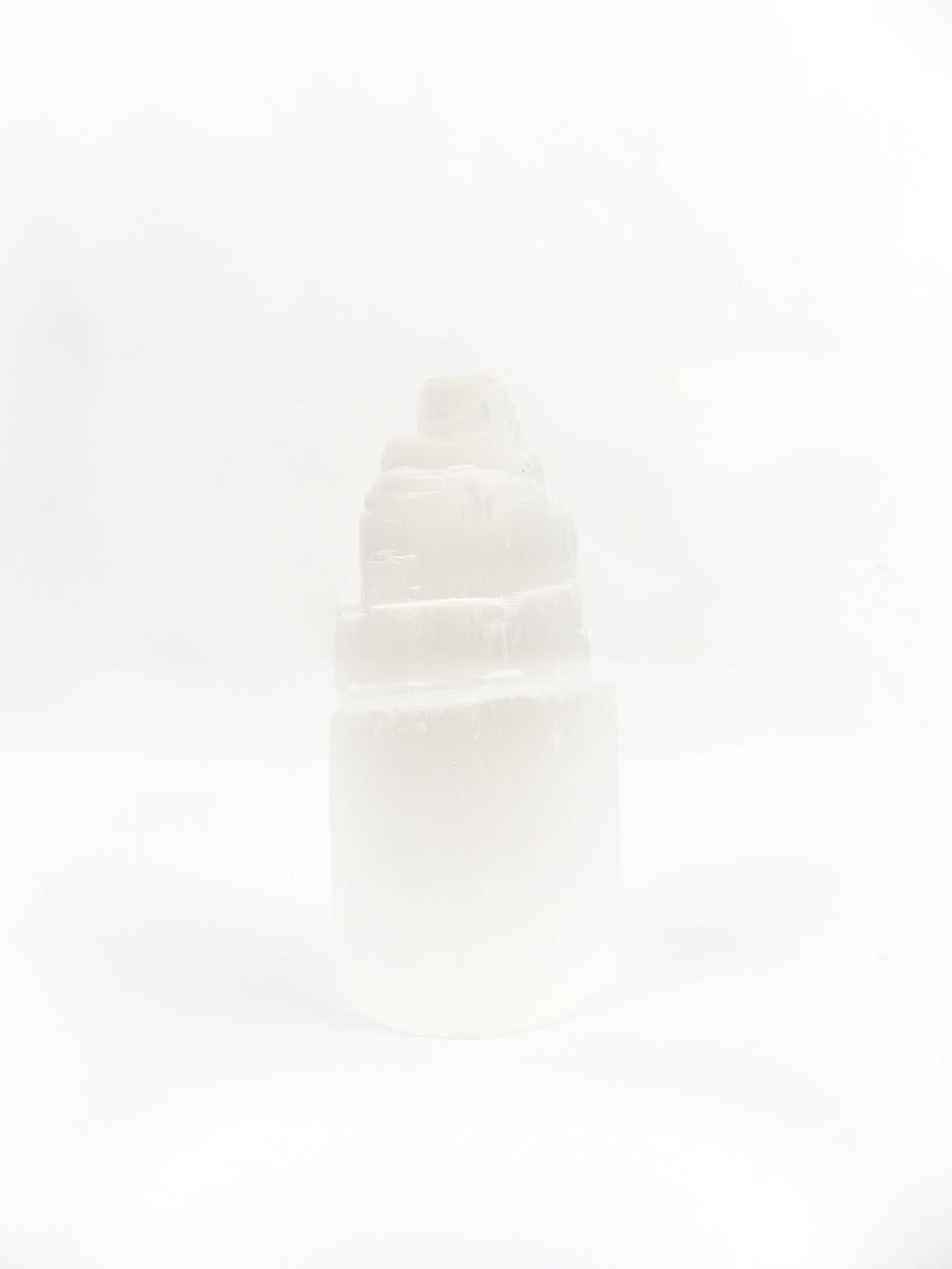 Seleniet Mini Torentje - Witte Seleniet - 6,5cm hoog