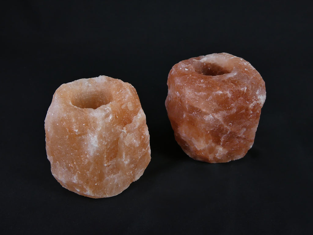 2x Waxinelichthouder / Theelichthouder Zoutsteen Himalaya - Groot 1-1,5kg 10x8cm