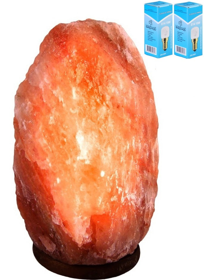 Zoutlamp GROOT XXL 18-21kg met 2x Gloeilamp - Himalaya Zout 100% Natuurlijk - Tafellamp van Natuurlijk Haliet Zoutkristal met Sfeervol Warm Licht - Extra Lange Kabel 1.8mtr - ca. 45x30cm