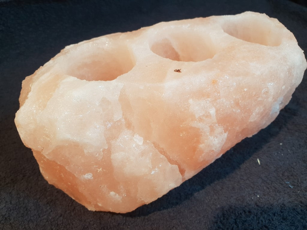 Waxinelichthouder / Theelichthouder Himalayazout voor 3 Kaarsjes - Langwerpig - c.a. 2.5kg 8x20cm