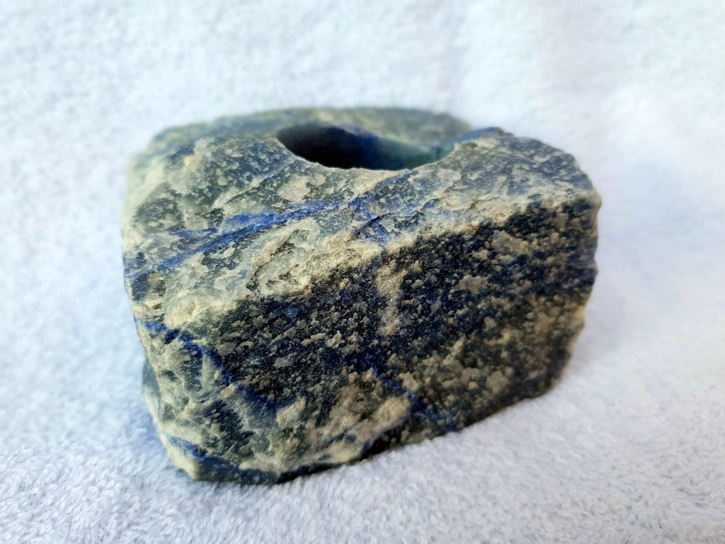 Theelichthouder Ruw - Sodaliet - Blauw - 10x6cm