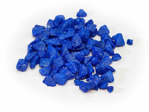 Blauwe granulaat steentjes 9-13 mm als bodembedekking voor bloempotten en tuindecoratie 