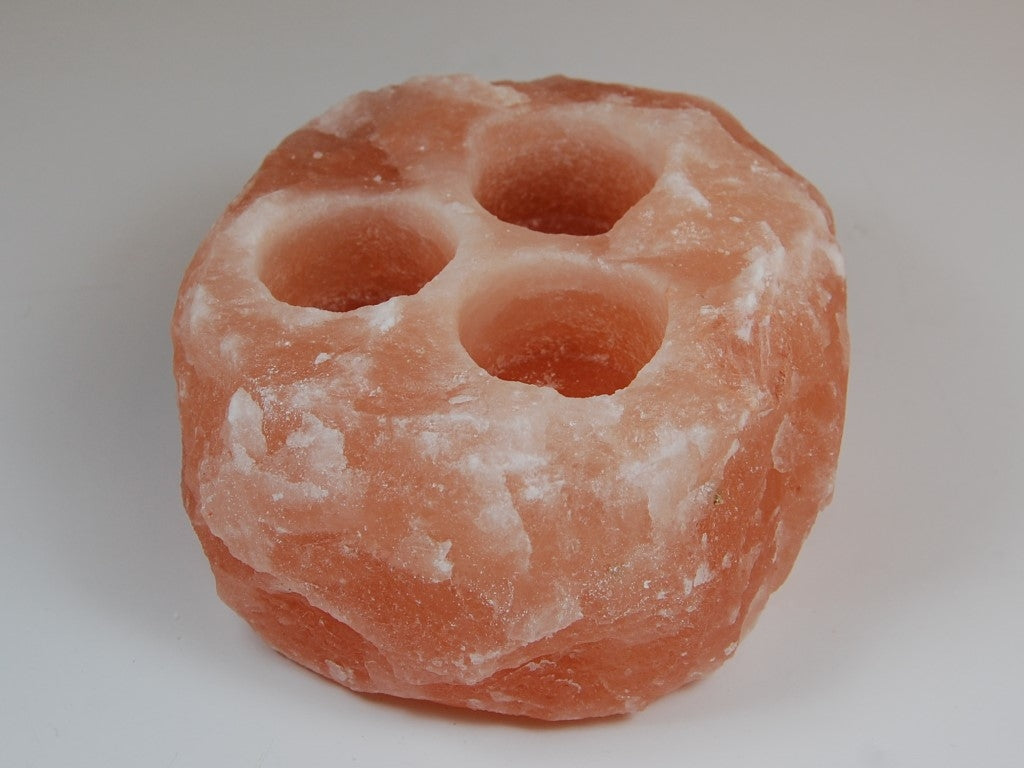 Waxinelichthouder / Theelichthouder Himalayazout voor 3 Kaarsjes - Rond - c.a. 2.2kg 8x15cm