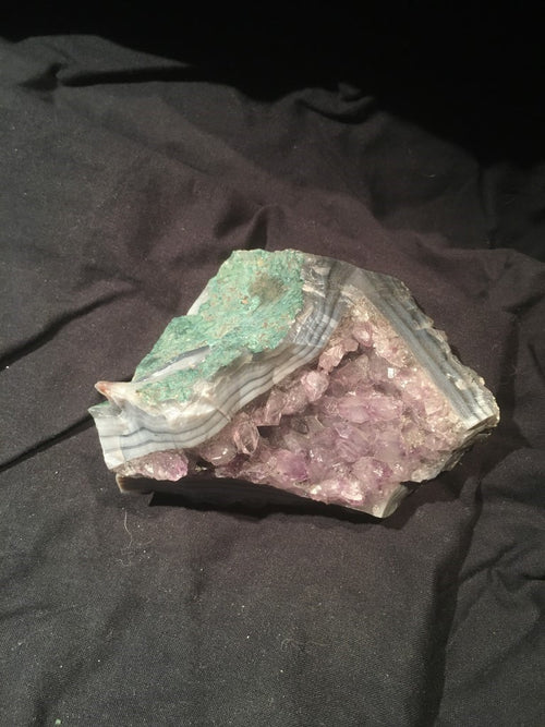 Amethist in Chalcedoon Kristal - Cluster / Geode - Brazilië - 450gr 10x9x7cm