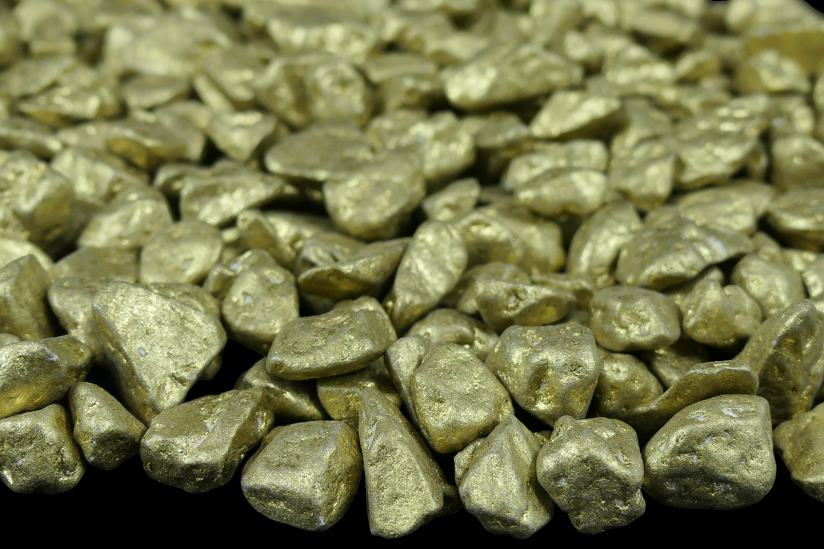 Gekleurde Steentjes Middel - Grind 1-2cm - GOUD - Bodembedekking voor Bloempotten en Plantenbakken - 1KG