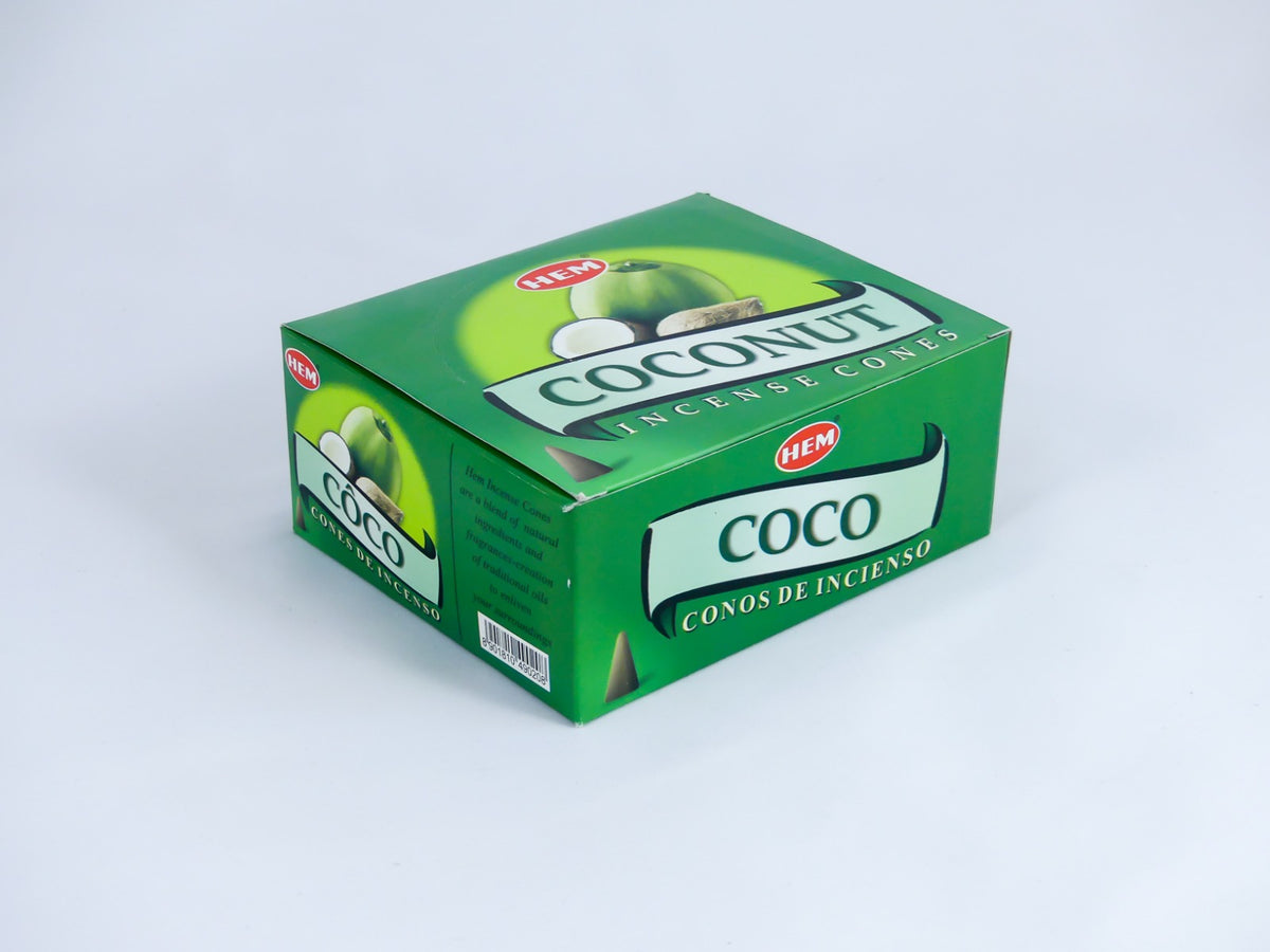 HEM Wierook Kegels / Cones - Kokos / Coconut - Voordeelbox (12 Pakjes / 120 Kegels)