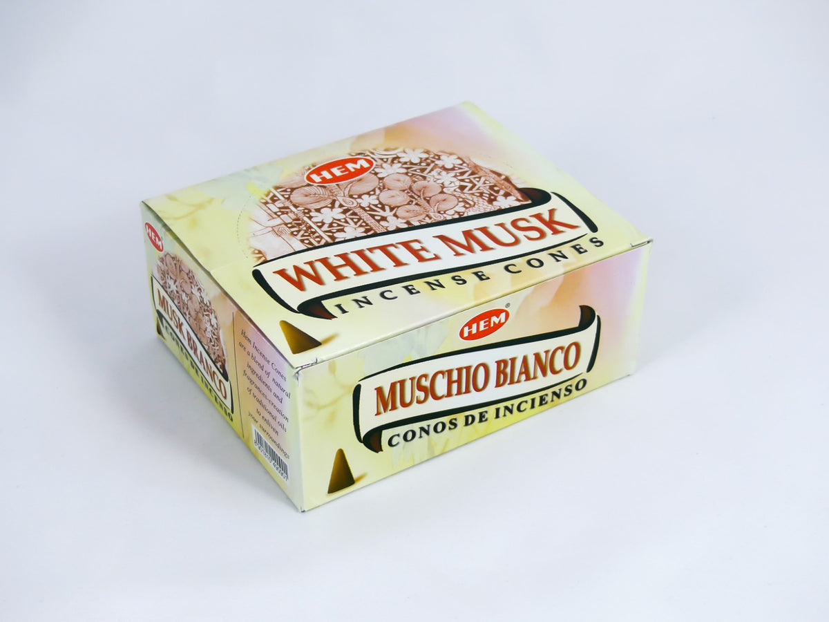 HEM Wierook Kegels / Cones - Witte Musk / White Musk - Voordeelbox (12 Pakjes / 120 Kegels)