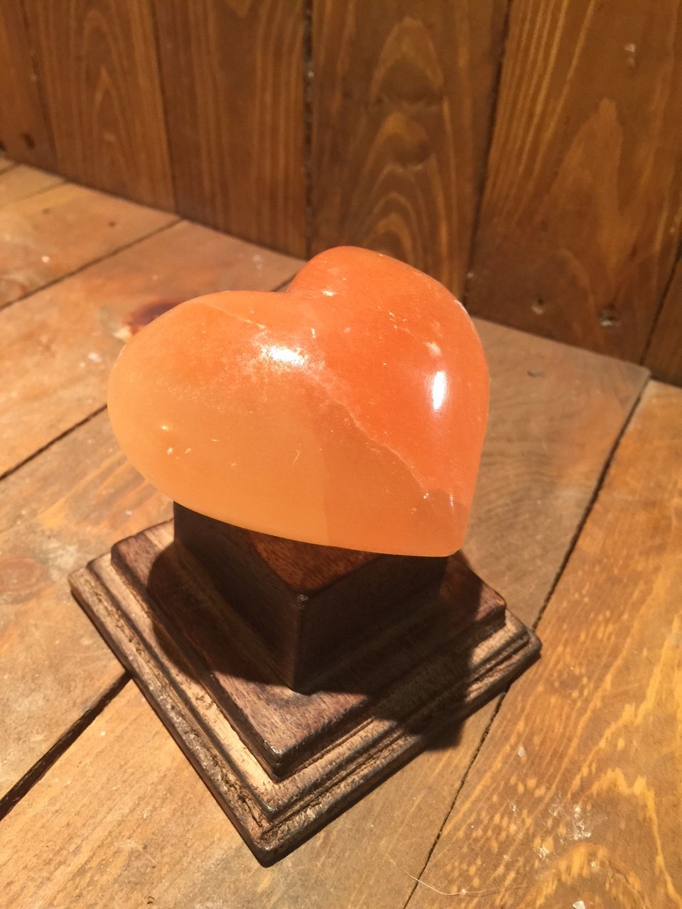 Oranje Seleniet Hart Groot - 250gr 8x7x5cm