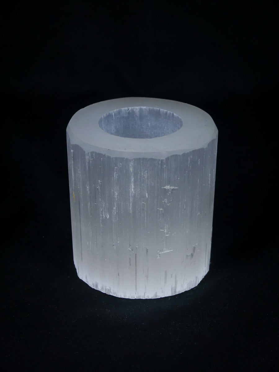 15% Korting - 3 x Theelichthouder Seleniet Rond ca. 850gr 8x8cm