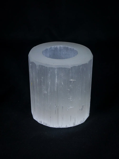 15% Korting - 3 x Theelichthouder Seleniet Rond ca. 850gr 8x8cm