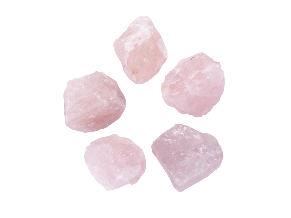 Rozekwarts - 5 Ruwe Stenen á 3,5 - 5,5cm per Stuk - Zakje á ca. 280-300gr - Ruw - A-Kwaliteit 