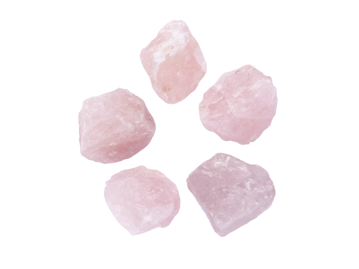 Rozekwarts - 5 Ruwe Stenen á 3,5 - 5,5cm per Stuk - Zakje á ca. 280-300gr - Ruw - A-Kwaliteit 