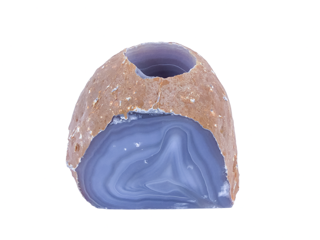 Waxinelichthouder / Theelichthouder Agaat Naturel - Geode - ca. 10x11x9cm - Individueel Gefotografeerd