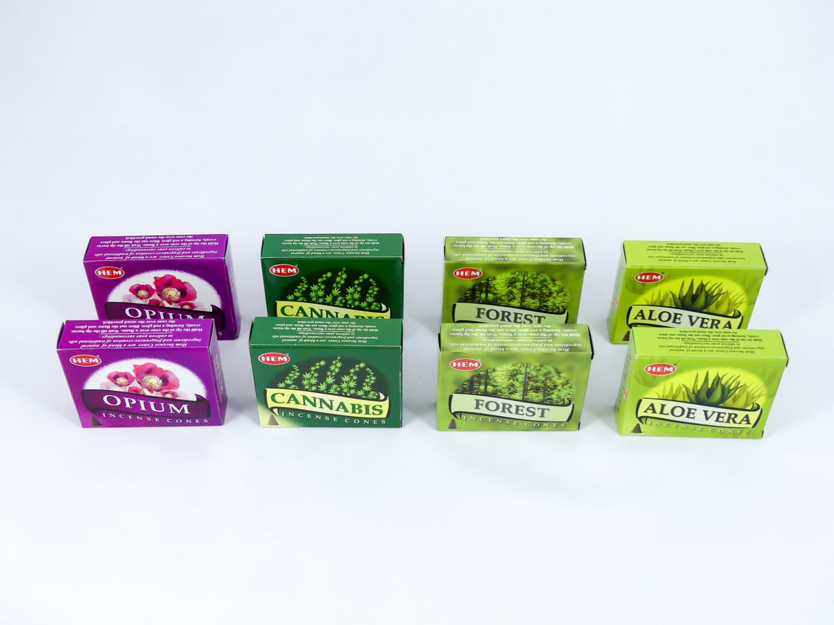 HEM Wierook Set - Kegels / Cones - Opium - Cannabis - Aloë Vera - Bos / Opium - Cannabis - Aloe Vera - Forest