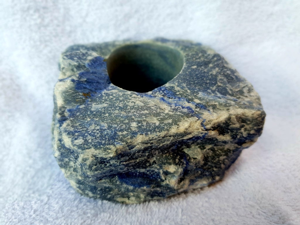 Theelichthouder Ruw - Sodaliet - Blauw - 10x6cm