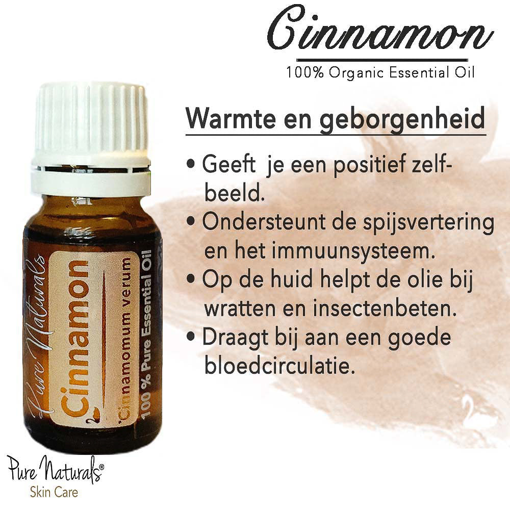 Essentiële Olie Aromatherapie - Biologisch - Cinnamon (Kaneel) - Flesje 10ml - Pure Naturals