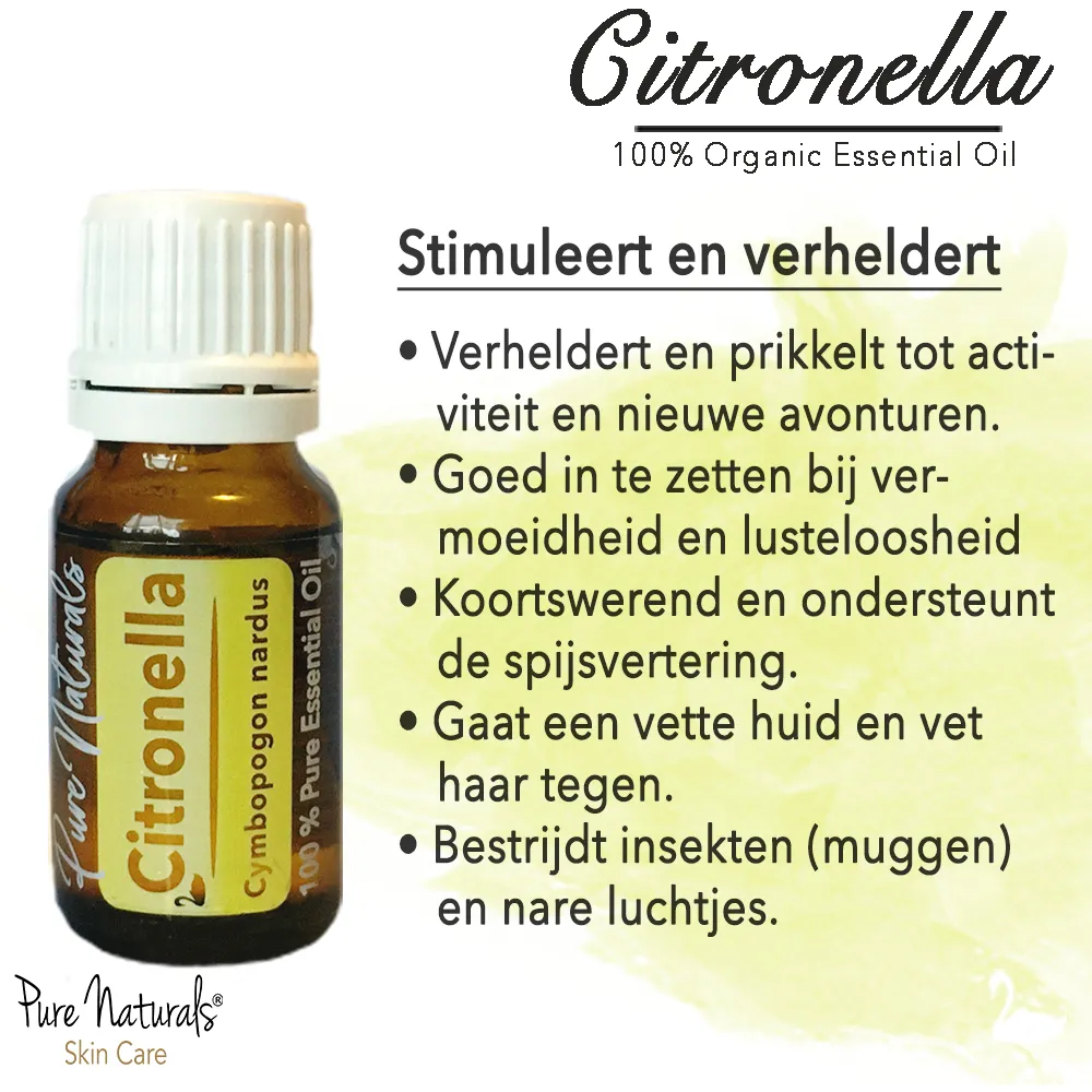 Pure Naturals Essentiële olie - Biologisch - Citronella - Flesje 10ml
