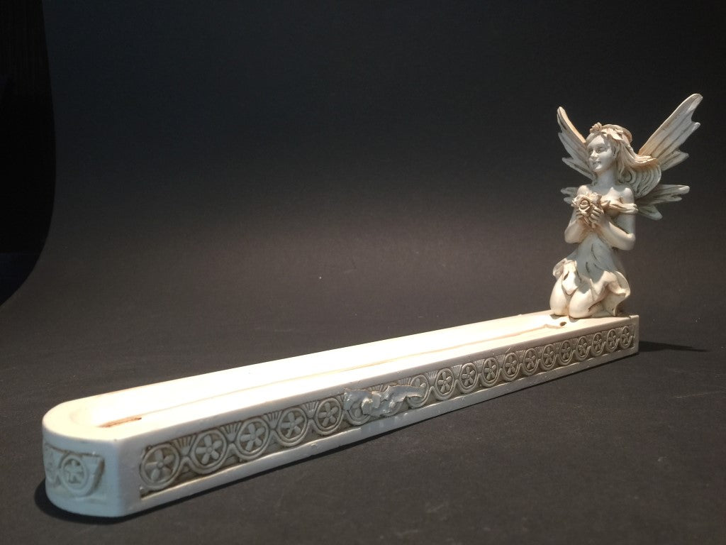 Wierook houder wit -Elfje met Bloem - wierook brander