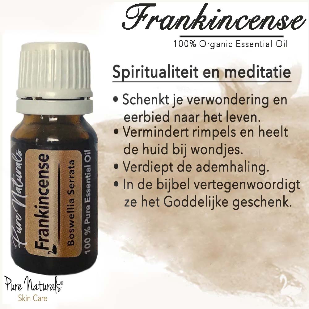 Essentiële Olie Aromatherapie - Biologisch - Frankincense (Wierook) - Flesje 10ml - Pure Naturals