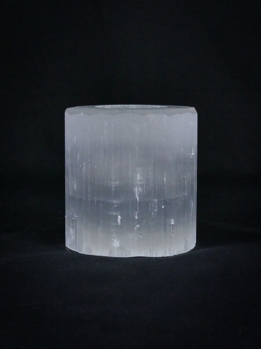 15% Korting - 3 x Theelichthouder Seleniet Rond ca. 850gr 8x8cm