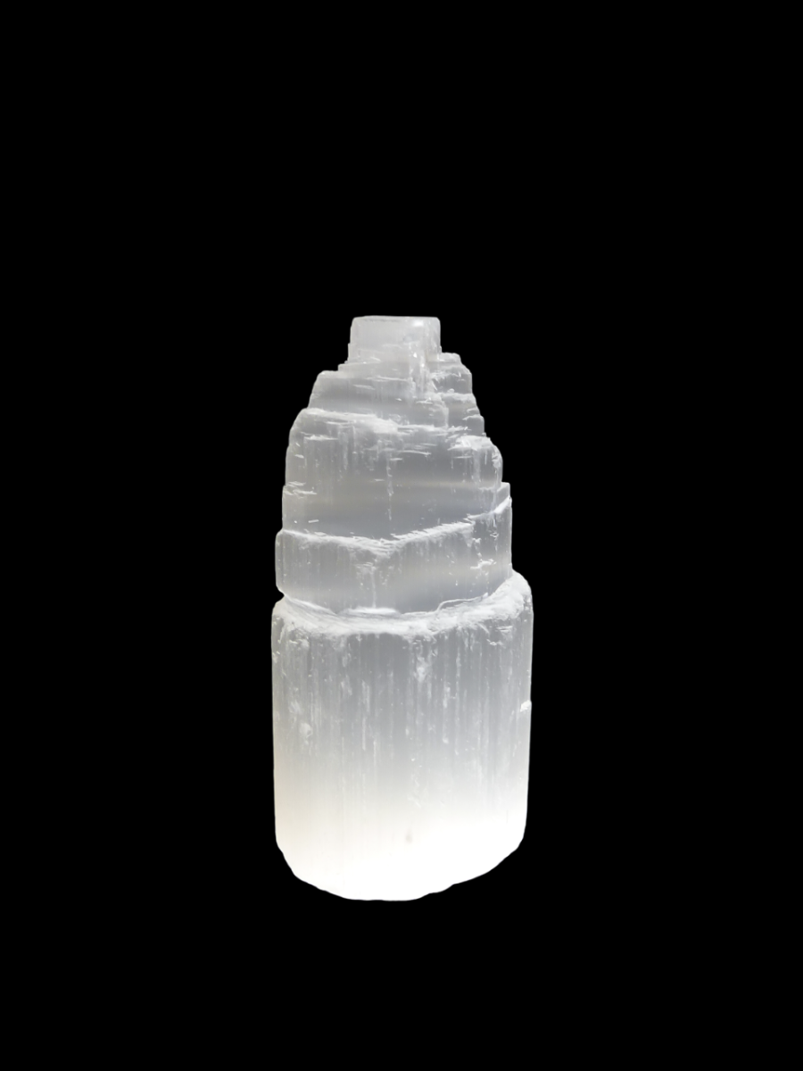 Seleniet Mini Torentje - Witte Seleniet - 6,5cm hoog