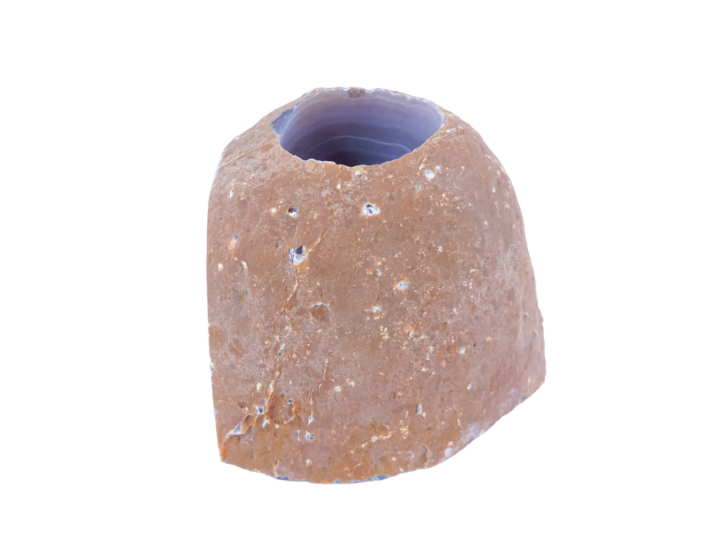 Waxinelichthouder / Theelichthouder Agaat Naturel - Geode - ca. 10x11x9cm - Individueel Gefotografeerd