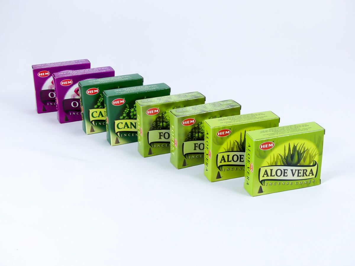 HEM Wierook Set - Kegels / Cones - Opium - Cannabis - Aloë Vera - Bos / Opium - Cannabis - Aloe Vera - Forest