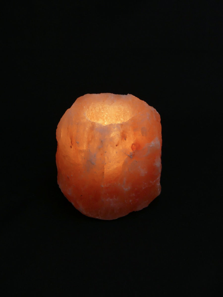 4x Waxinelichthouder / Theelichthouder Zoutsteen Himalaya - Groot 1-1,5kg 10x8cm