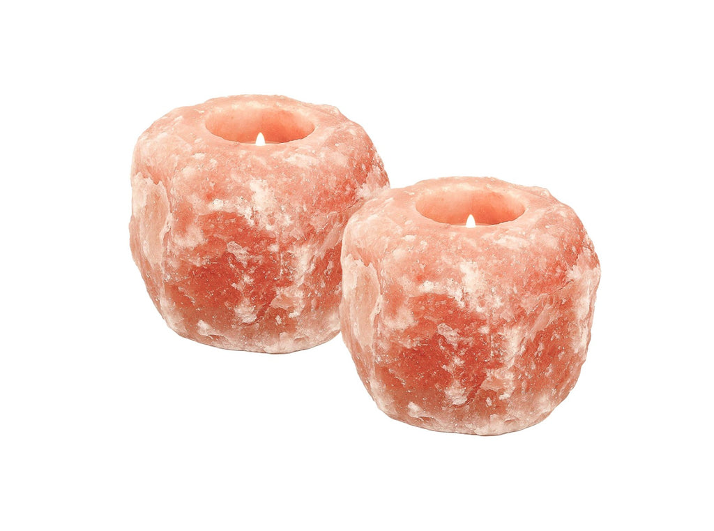 Zoutlamp met DIMMER 2-4kg (inc. 2 gloeilampjes) + 2x Waxinelichthouder GROOT Himalaya Zout - Lamp ca. 20x12cm - Theelichthouders  1-1.5kg