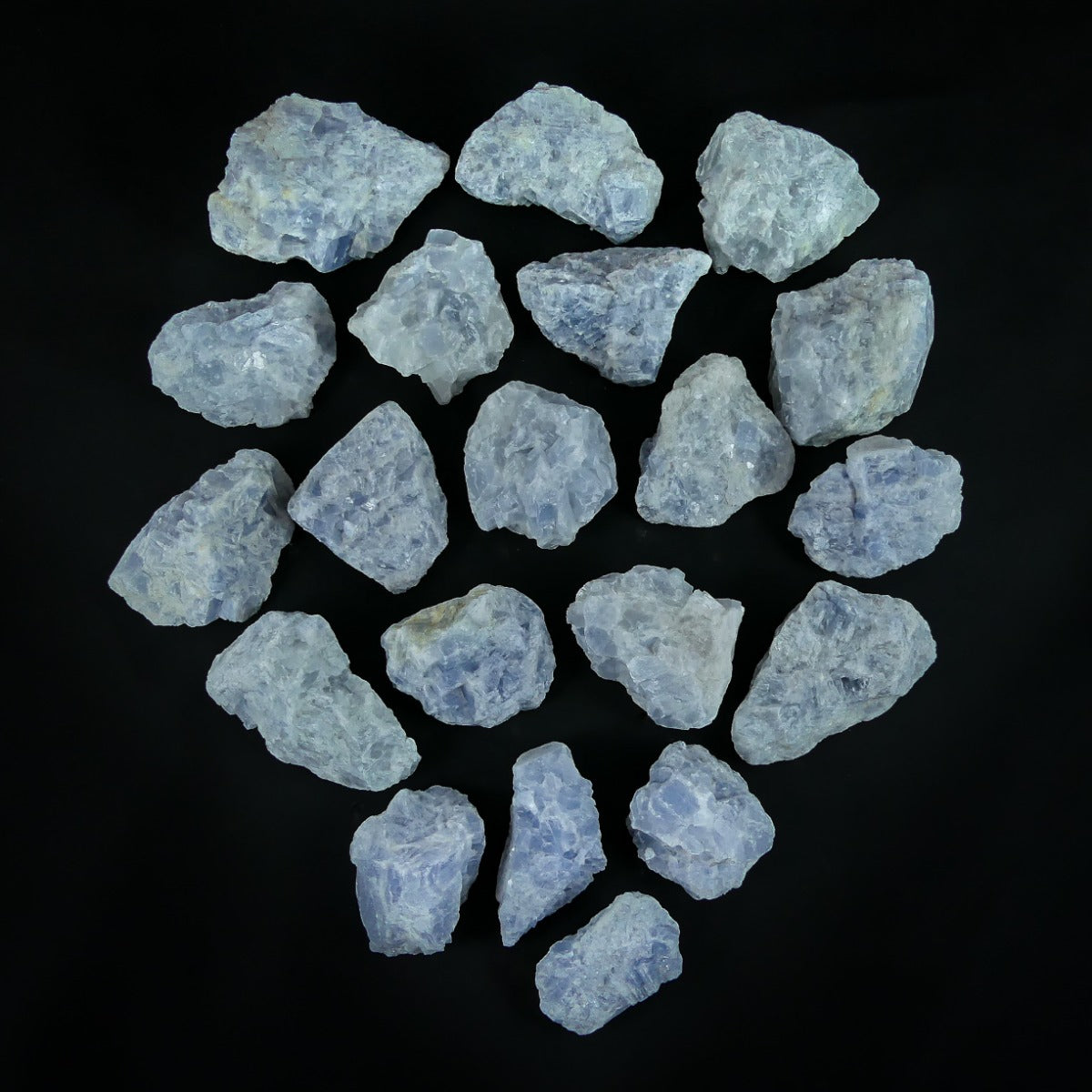 Blauwe Calciet Ruw - 20 Stuks - 10,2kg / 6-15cm - Werkelijke set gefotografeerd