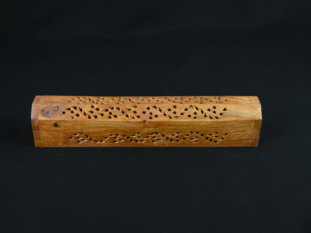 Wierook Brander - Wierook Houder - Kistje Bruin opengewerkt - c.a. 30 x 6 x 5 cm