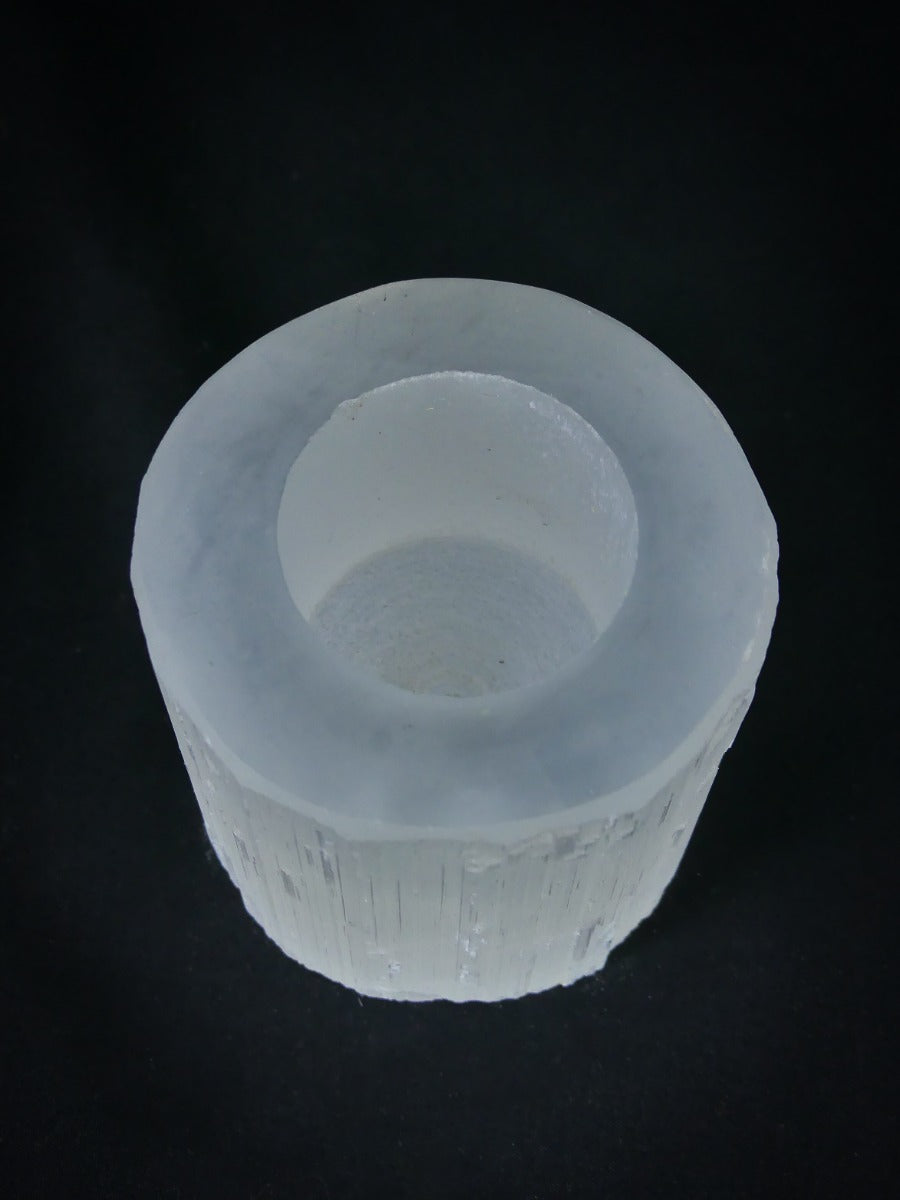 Theelichthouder Seleniet - Wit - Rond - ca. 8x8cm