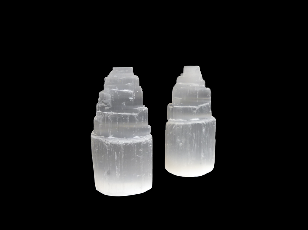 Seleniet Mini Torentje - Witte Seleniet - 6,5cm hoog