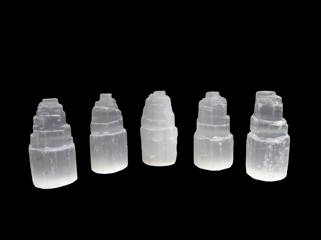 Seleniet Mini Torentje - Witte Seleniet - 6,5cm hoog