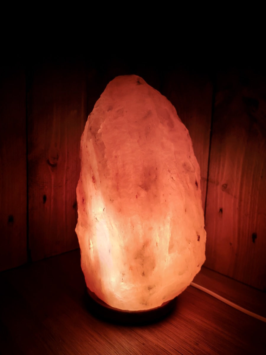 Zoutlamp met DIMMER 10 tot 15kg - Haliet Zoutsteen uit Himalaya - Extra Lange Kabel 1.8mtr - ca. 34x21cm
