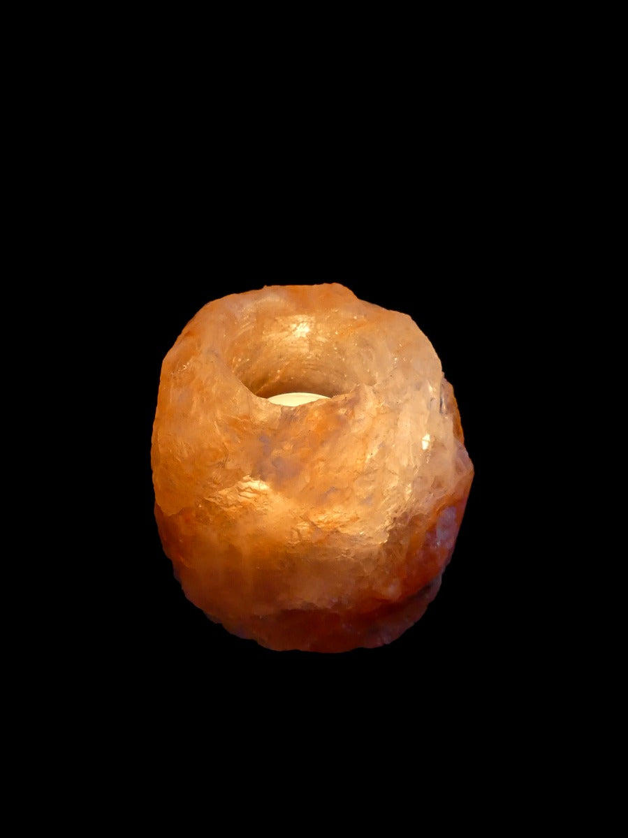 2x Waxinelichthouder / Theelichthouder Zoutsteen Himalaya - 9x9x8cm