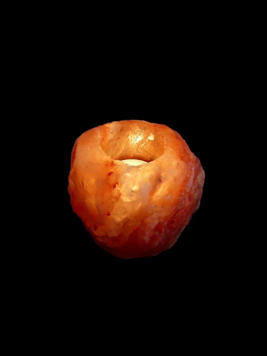 2x Waxinelichthouder / Theelichthouder Zoutsteen Himalaya - 9x9x8cm