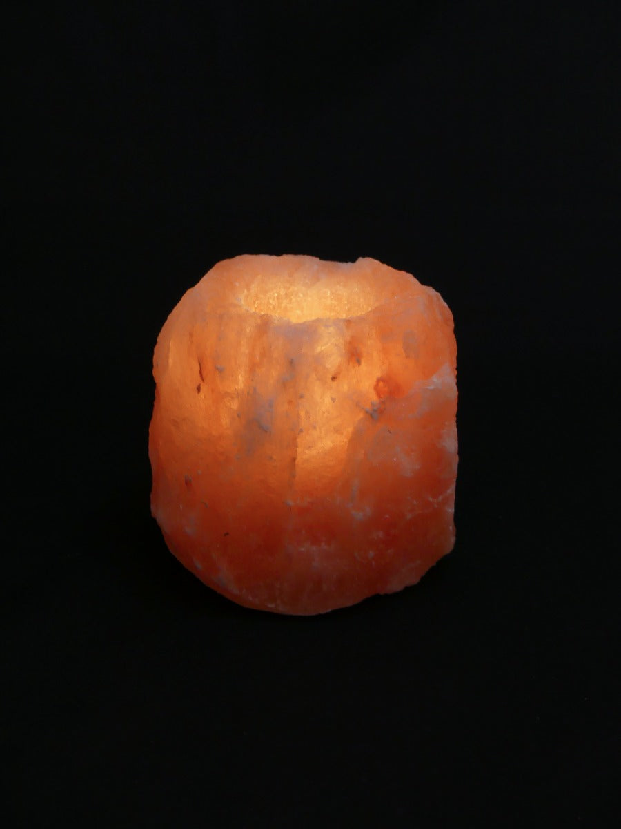 Zoutlamp met DIMMER 2-4kg (inc. 2 gloeilampjes) + 2x Waxinelichthouder GROOT Himalaya Zout - Lamp ca. 20x12cm - Theelichthouders  1-1.5kg